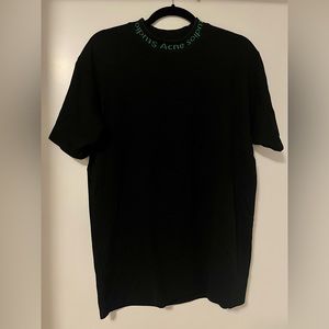 Acne Studios SSENSE Black / Green Collar Logo Shirt